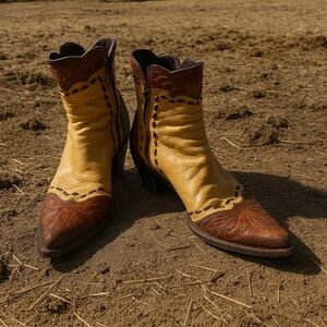 Stallion hand tooled leather zorro ankle cowboy boots